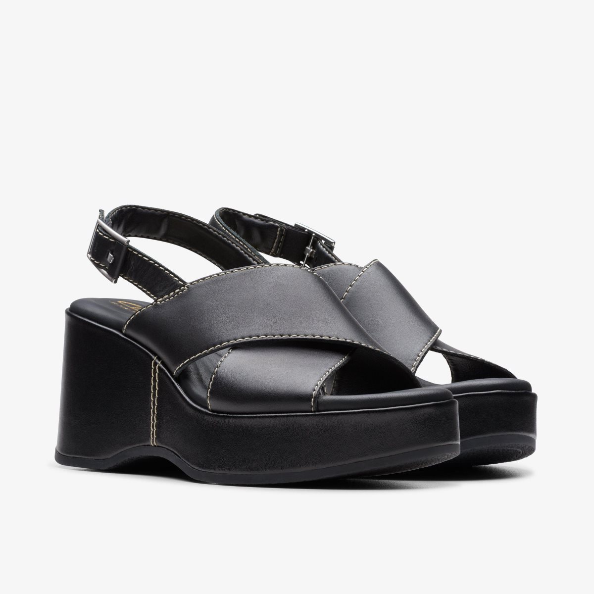 Clarks Manon Wish Black Leather Kilehæl Sko Dame Sort | HZQMV-2795