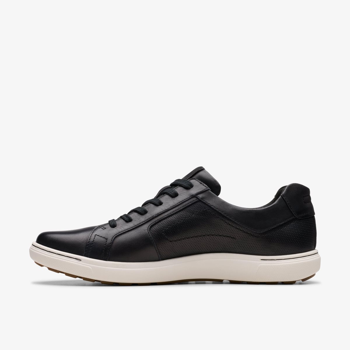 Clarks Mapstone Lace Black Leather Sneakers Herre Sort | SXMYG-6528