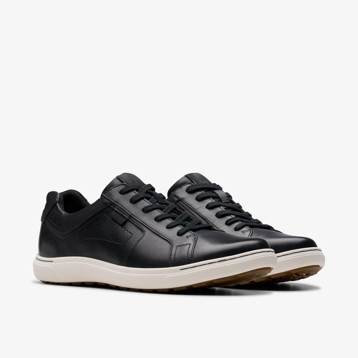 Clarks Mapstone Lace Black Leather Sneakers Herre Sort | SXMYG-6528