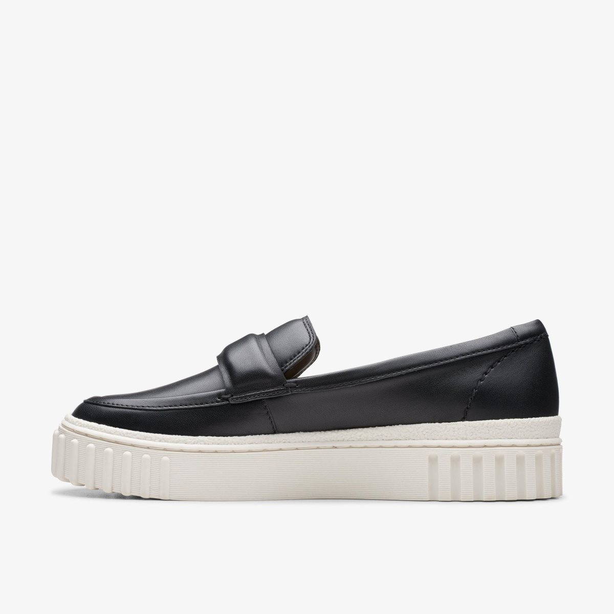 Clarks Mayhill Cove Black Leather Slip Ons Dame Sort | DVRSY-9258