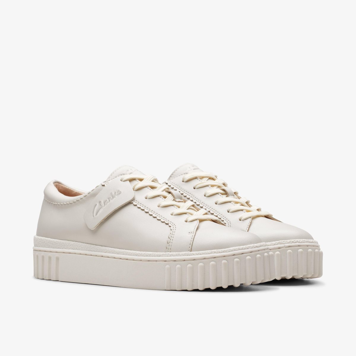 Clarks Mayhill Walk Off White Leather Platform Sko Dame Hvide | TZIPJ-7413