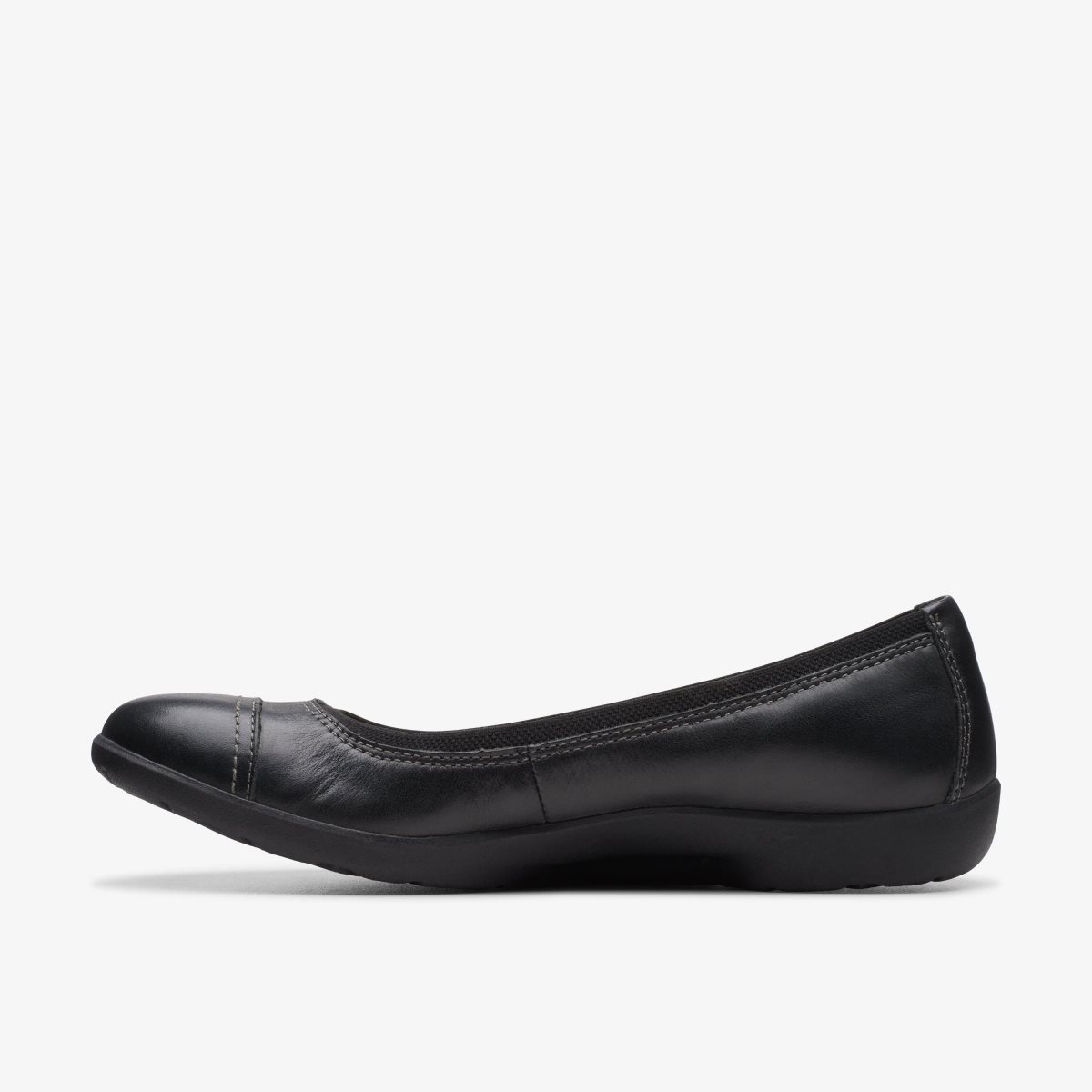 Clarks Meadow Opal Black Leather Slip Ons Dame Sort | TRUHF-7102