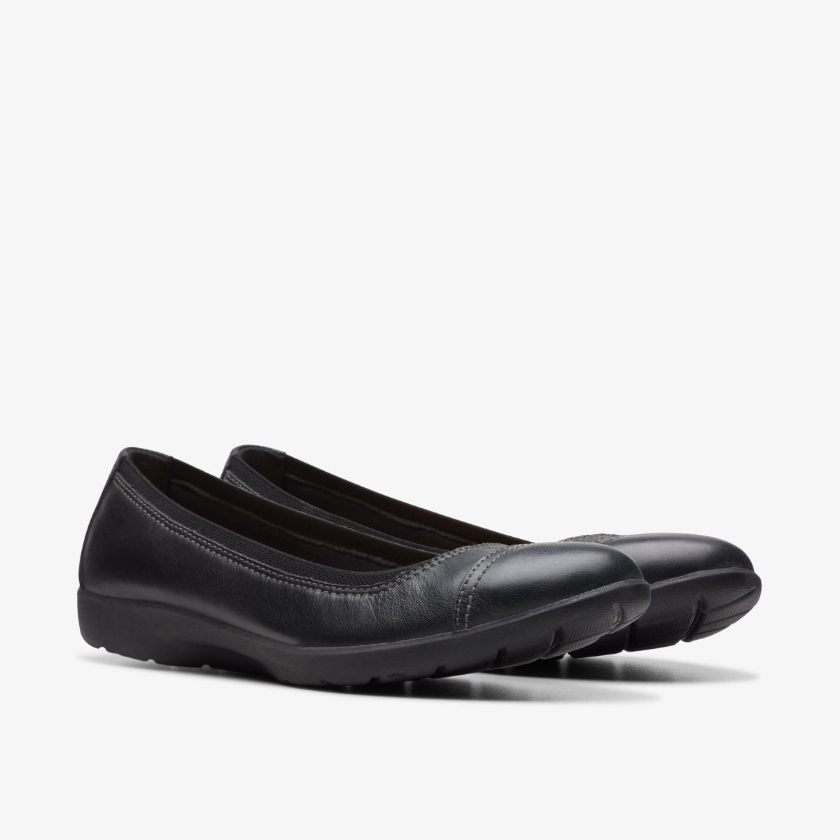 Clarks Meadow Opal Black Leather Slip Ons Dame Sort | TRUHF-7102