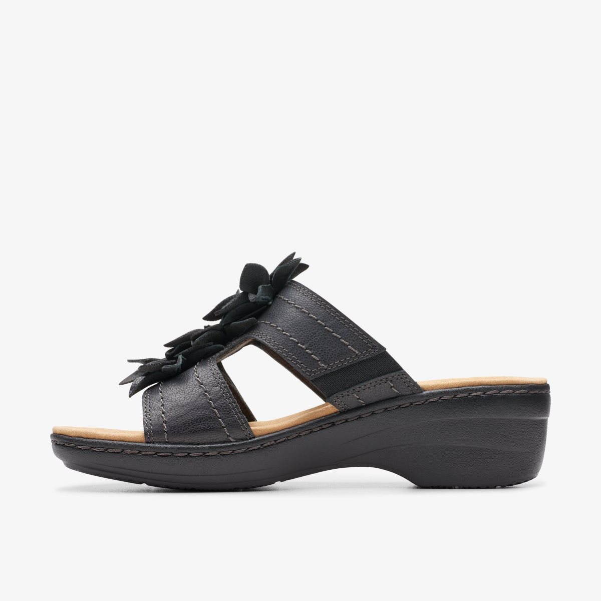 Clarks Merliah Raelyn Black Leather Kilehæl Sko Dame Sort | WGSYP-1849