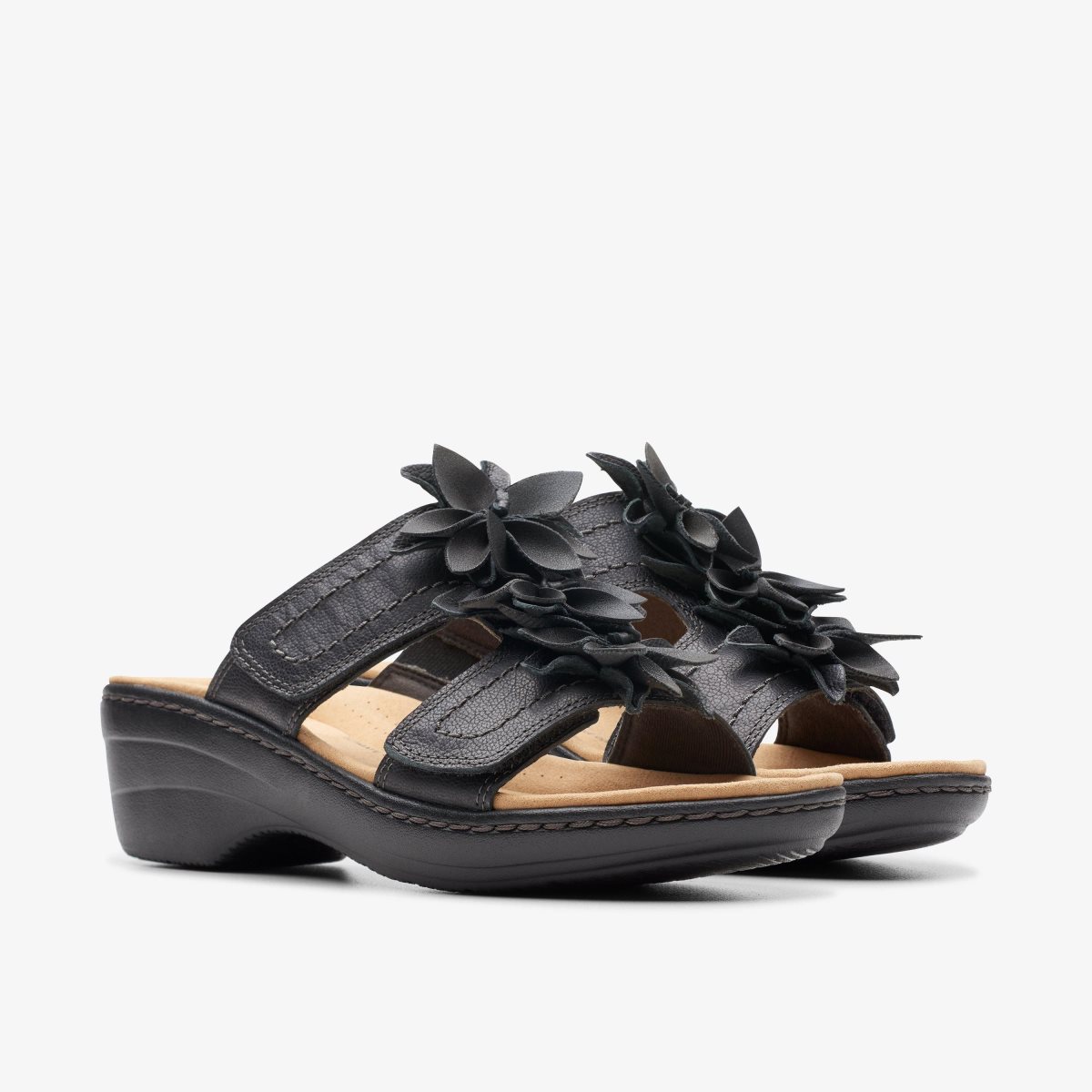 Clarks Merliah Raelyn Black Leather Kilehæl Sko Dame Sort | WGSYP-1849