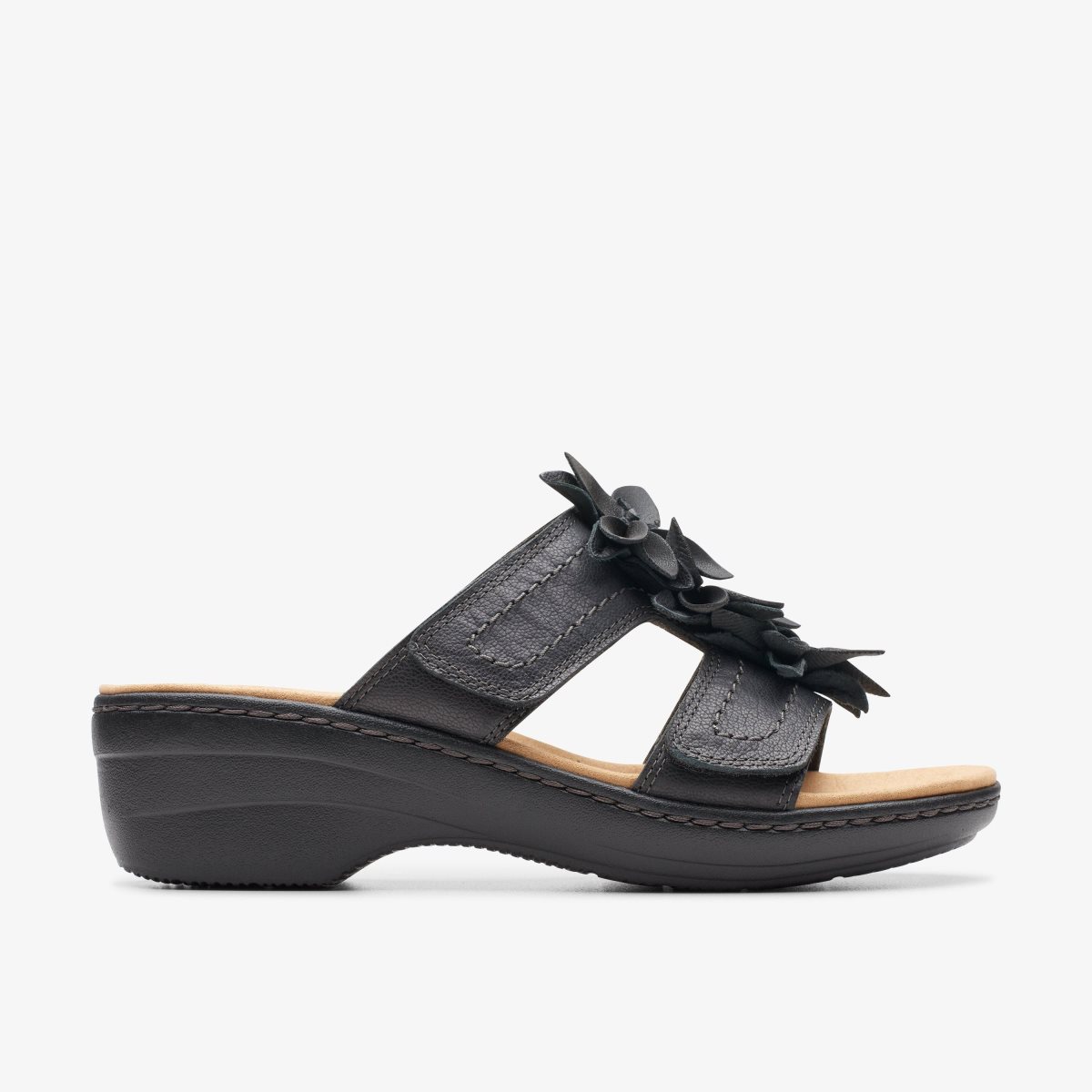 Clarks Merliah Raelyn Black Leather Kilehæl Sko Dame Sort | WGSYP-1849