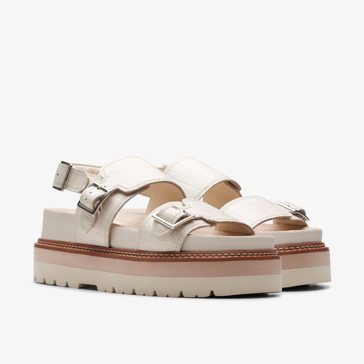 Clarks ORIANNA GLIDE Cream Interest Platform Sko Dame Hvide | OMTUJ-7805