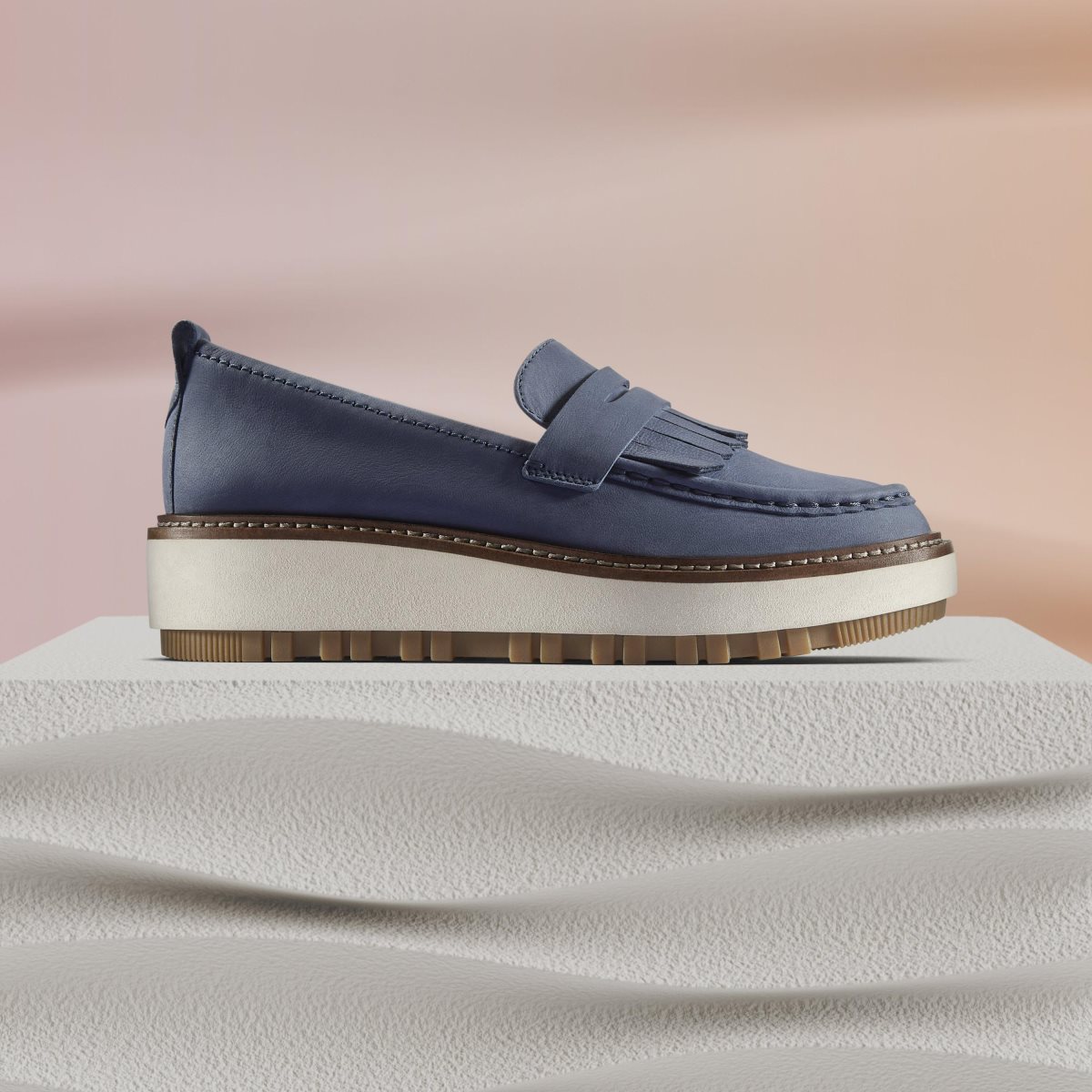 Clarks Orianna Loafer Navy Nubuck Platform Sko Dame Mørkeblå | GRZTF-5307