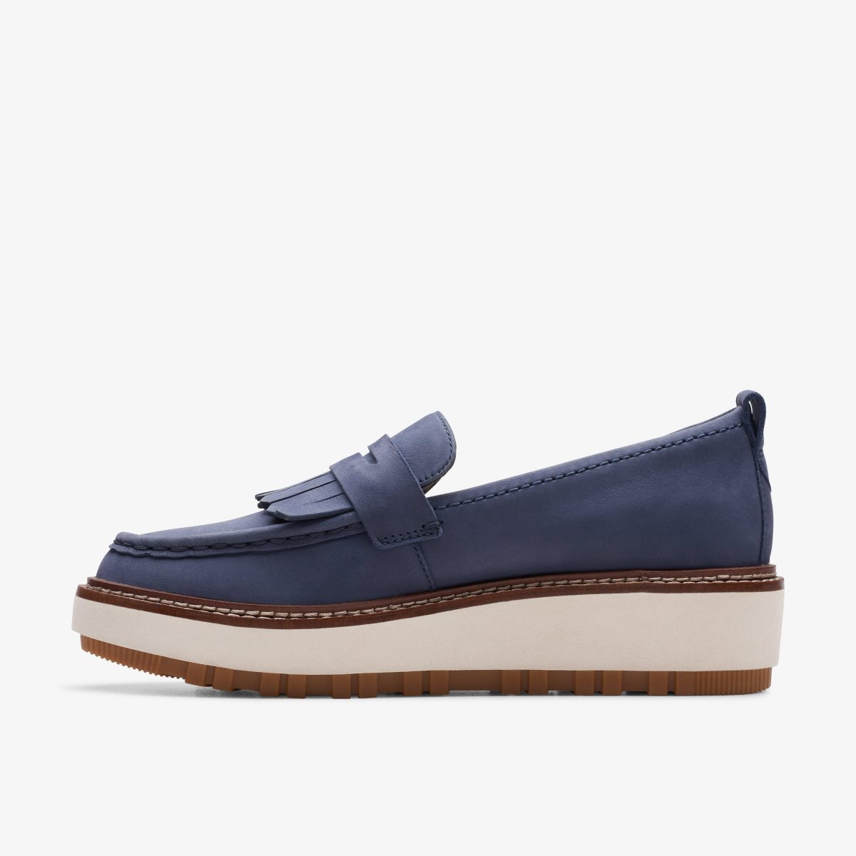 Clarks Orianna Loafer Navy Nubuck Platform Sko Dame Mørkeblå | GRZTF-5307