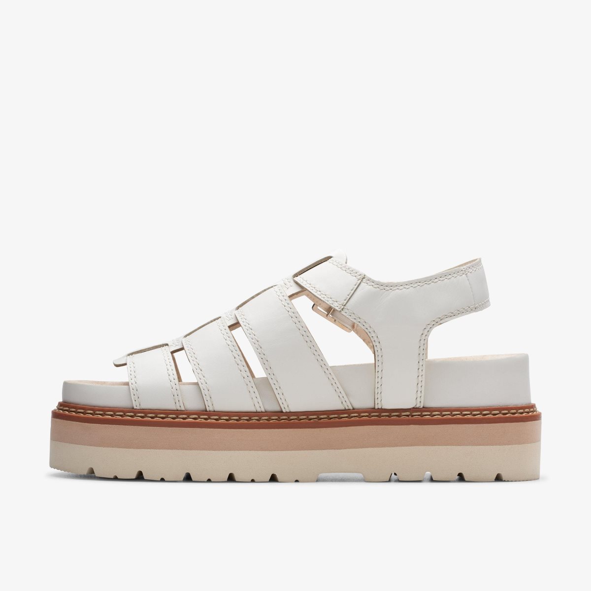 Clarks Orianna Twist Off White Leather Platform Sko Dame Hvide | RXGJK-7163