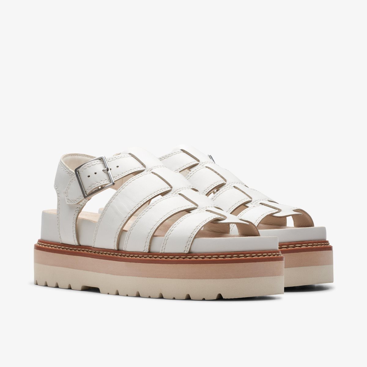 Clarks Orianna Twist Off White Leather Platform Sko Dame Hvide | RXGJK-7163