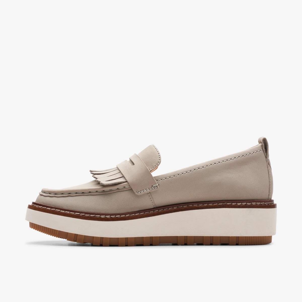 Clarks Orianna W Loafer Stone Nubuck Platform Sko Dame Grå | UWENT-0825