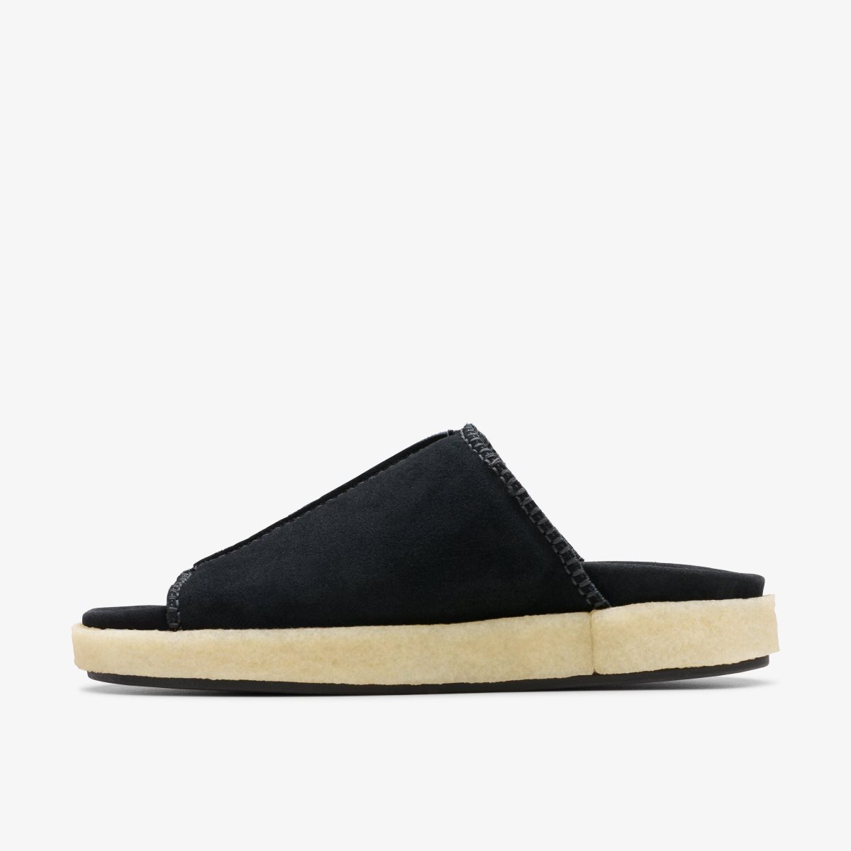 Clarks Overleigh Slide Black Suede Sandaler Herre Sort | MGWAI-4892