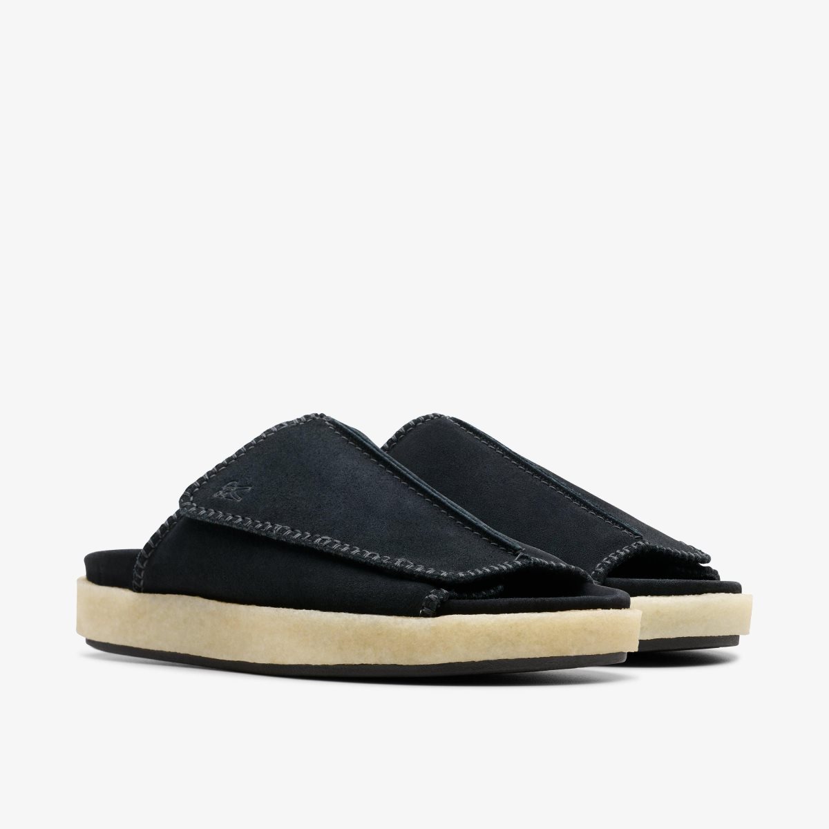 Clarks Overleigh Slide Black Suede Sandaler Herre Sort | MGWAI-4892