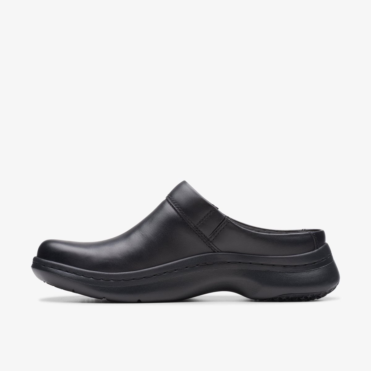 Clarks Pro Clog Black Leather Træsko Dame Sort | TXJQW-5420