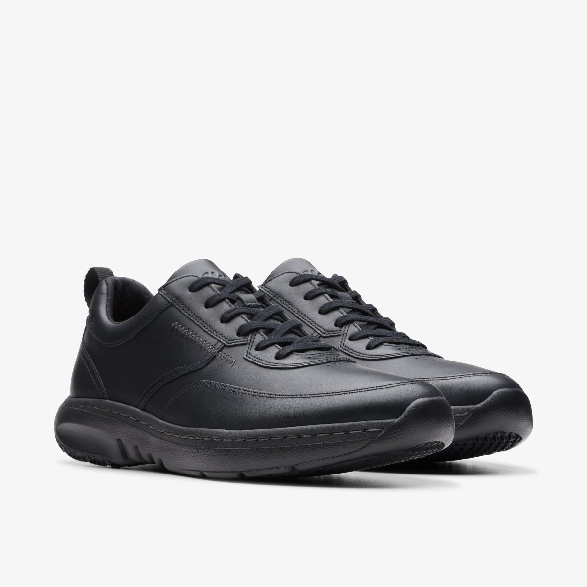 Clarks Pro Lace Black Leather Sneakers Herre Sort | HOZYN-6085