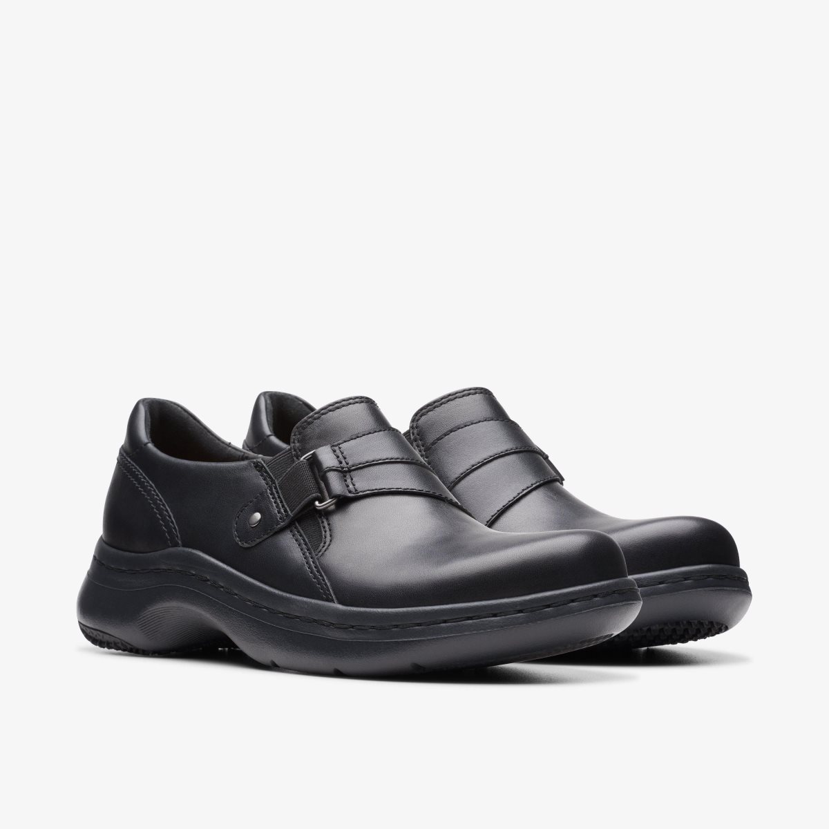 Clarks Pro Sky Black Leather Træsko Dame Sort | EQOUL-1385