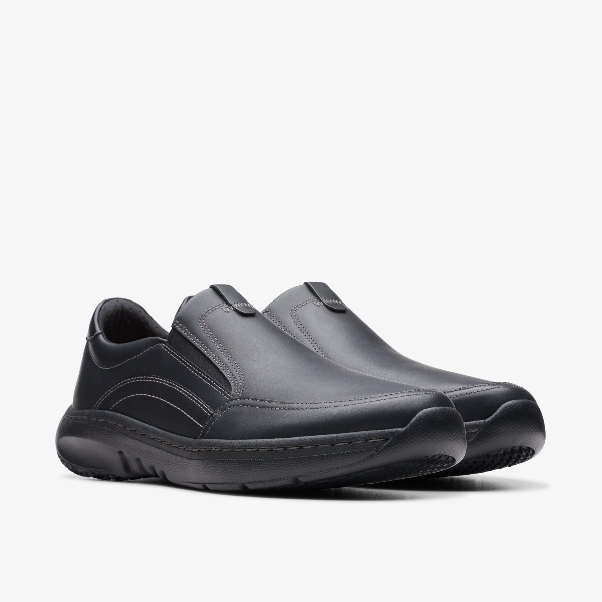 Clarks Pro Step Black Leather Pæne Sko Herre Sort | DGUBN-3459