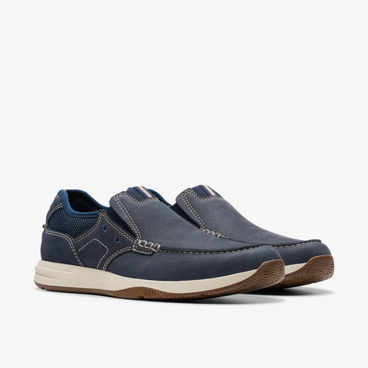 Clarks Sailview Step Navy Nubuck Wedge & Slip On Sko Herre Mørkeblå | UVHJI-0926