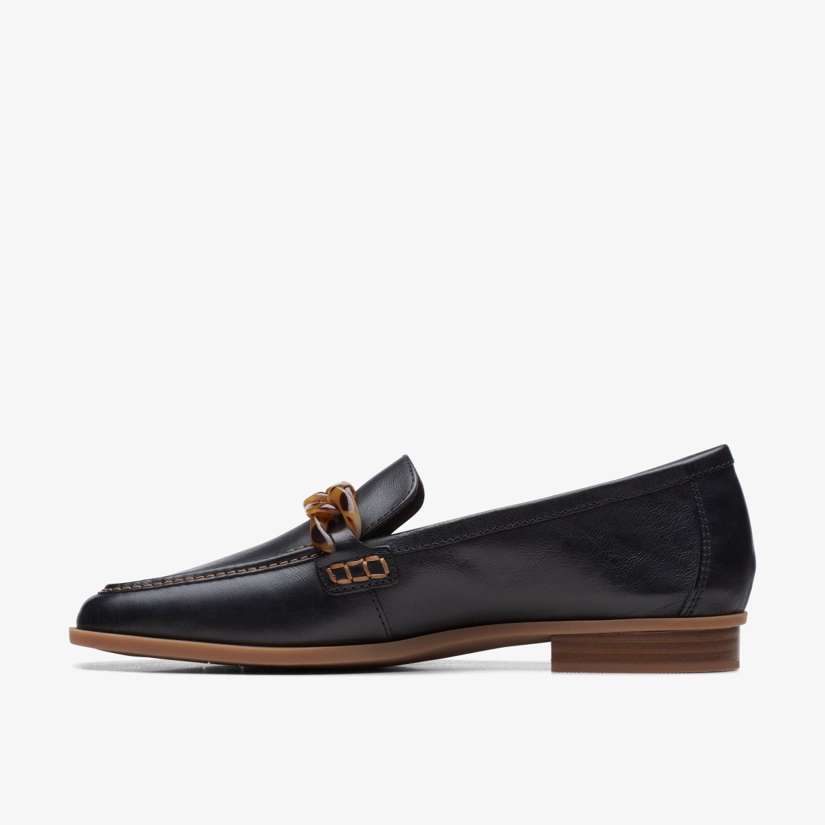 Clarks Sarafyna Iris Black Leather Slip Ons Dame Sort | FKELW-5782