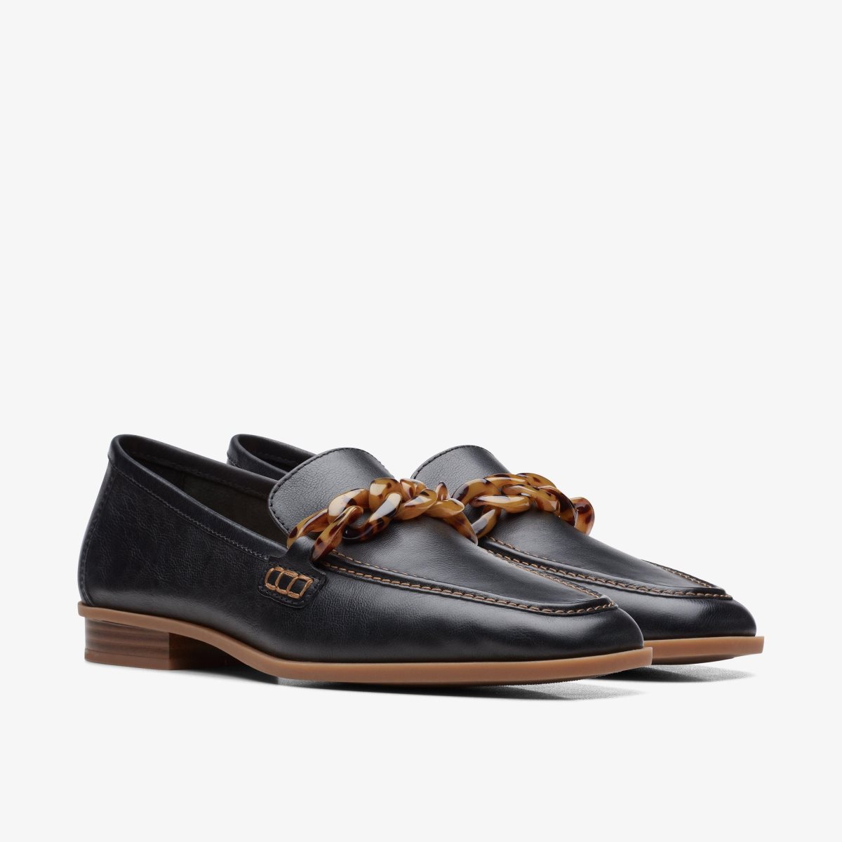 Clarks Sarafyna Iris Black Leather Slip Ons Dame Sort | FKELW-5782