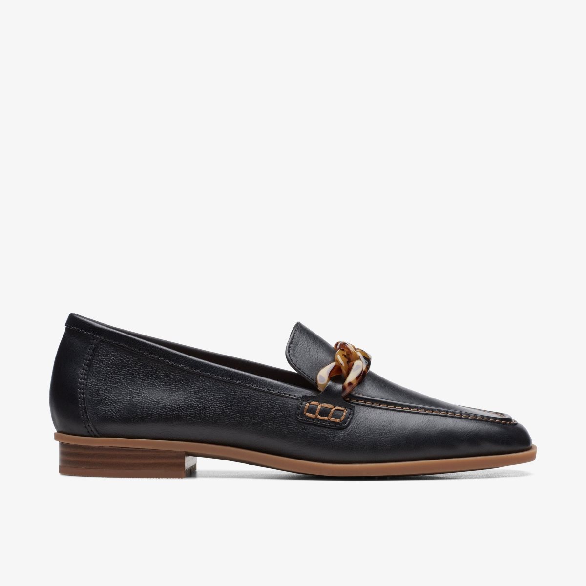 Clarks Sarafyna Iris Black Leather Slip Ons Dame Sort | FKELW-5782