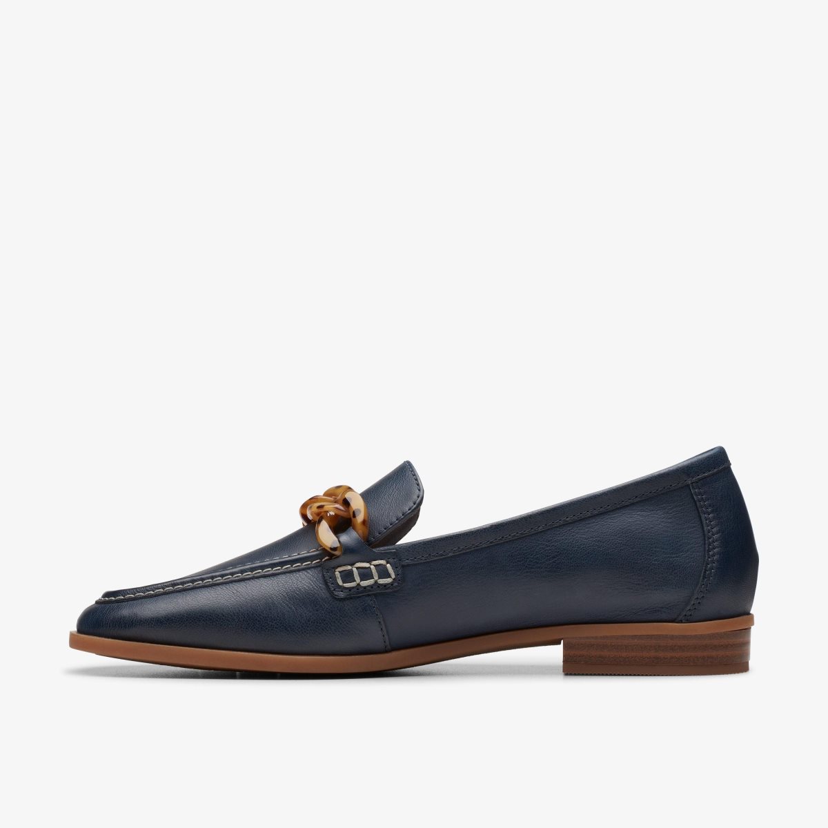 Clarks Sarafyna Iris Navy Leather Slip Ons Dame Mørkeblå | DXFAQ-9853