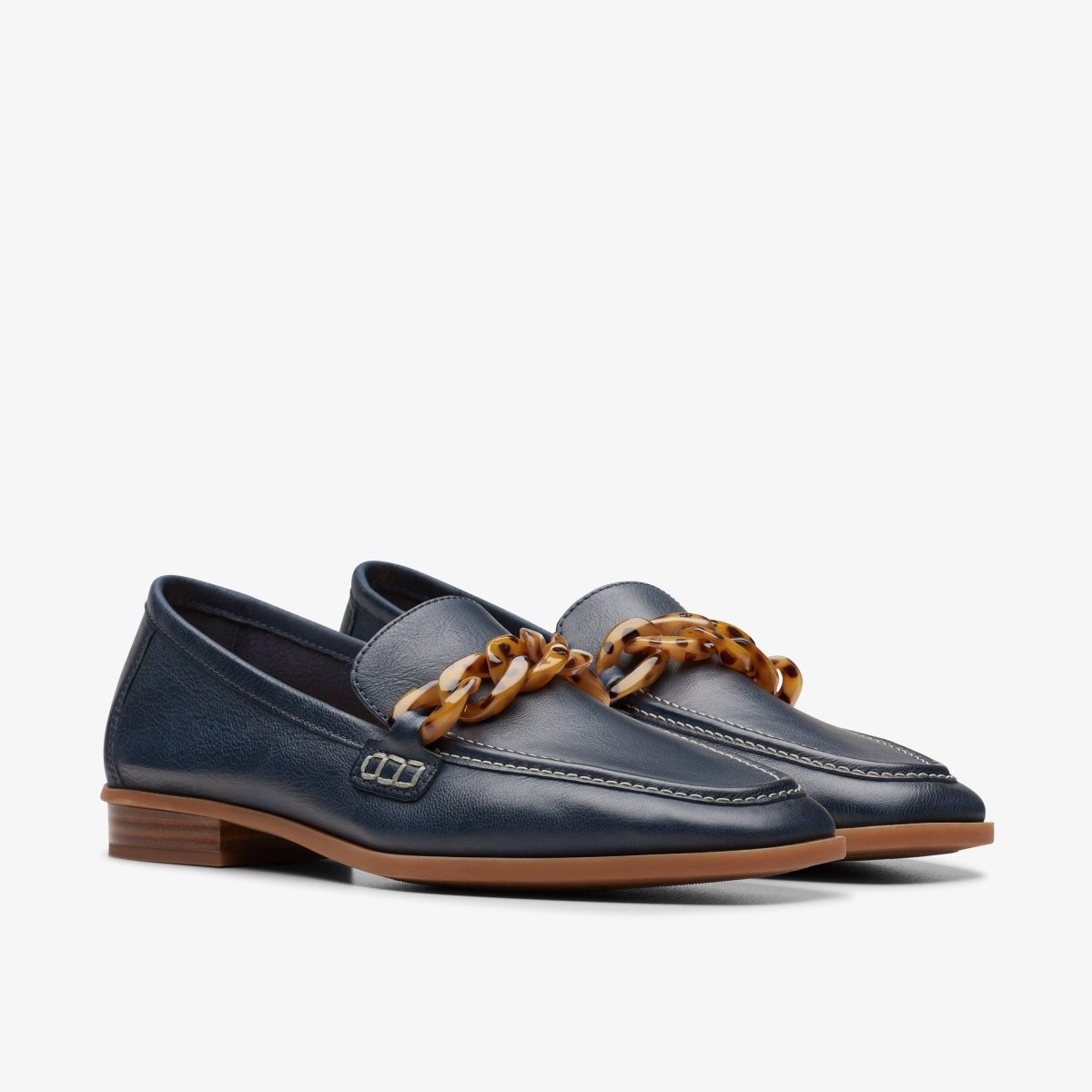 Clarks Sarafyna Iris Navy Leather Slip Ons Dame Mørkeblå | DXFAQ-9853