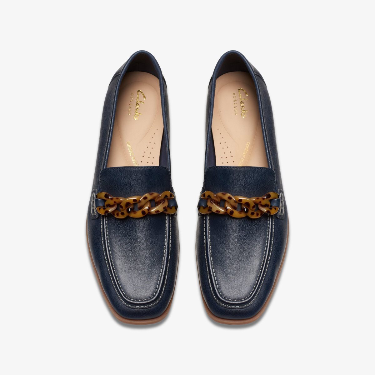 Clarks Sarafyna Iris Navy Leather Slip Ons Dame Mørkeblå | DXFAQ-9853