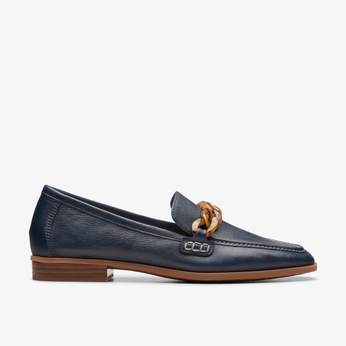 Clarks Sarafyna Iris Navy Leather Slip Ons Dame Mørkeblå | DXFAQ-9853