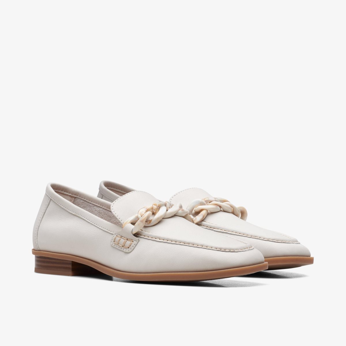 Clarks Sarafyna Iris White Leather Slip Ons Dame Hvide | XIJEZ-1956