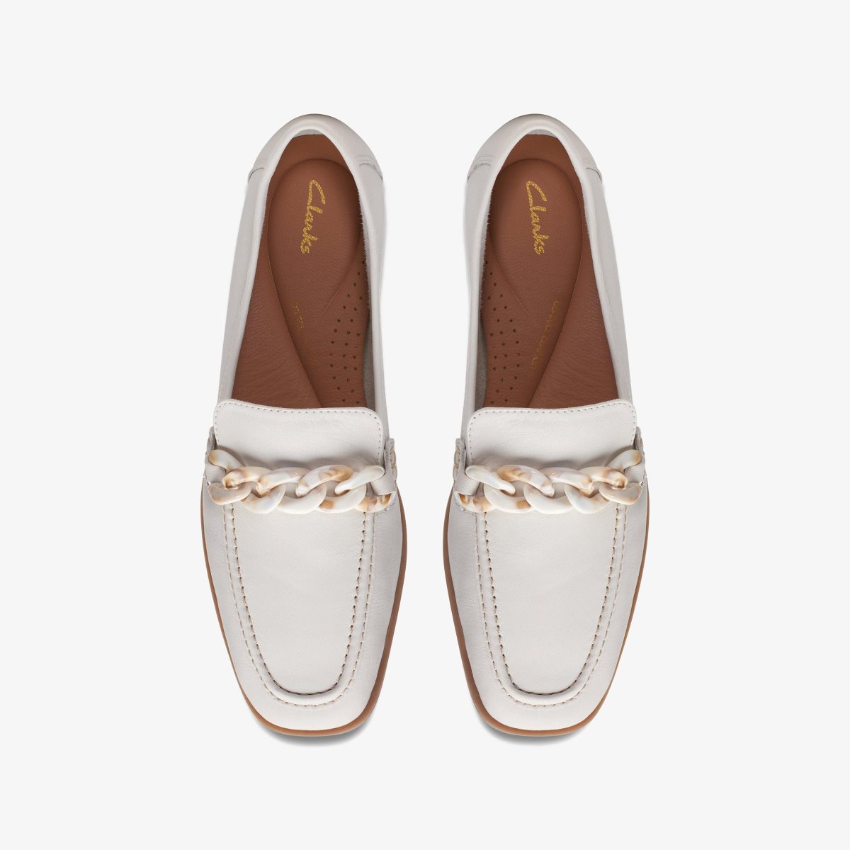 Clarks Sarafyna Iris White Leather Slip Ons Dame Hvide | XIJEZ-1956