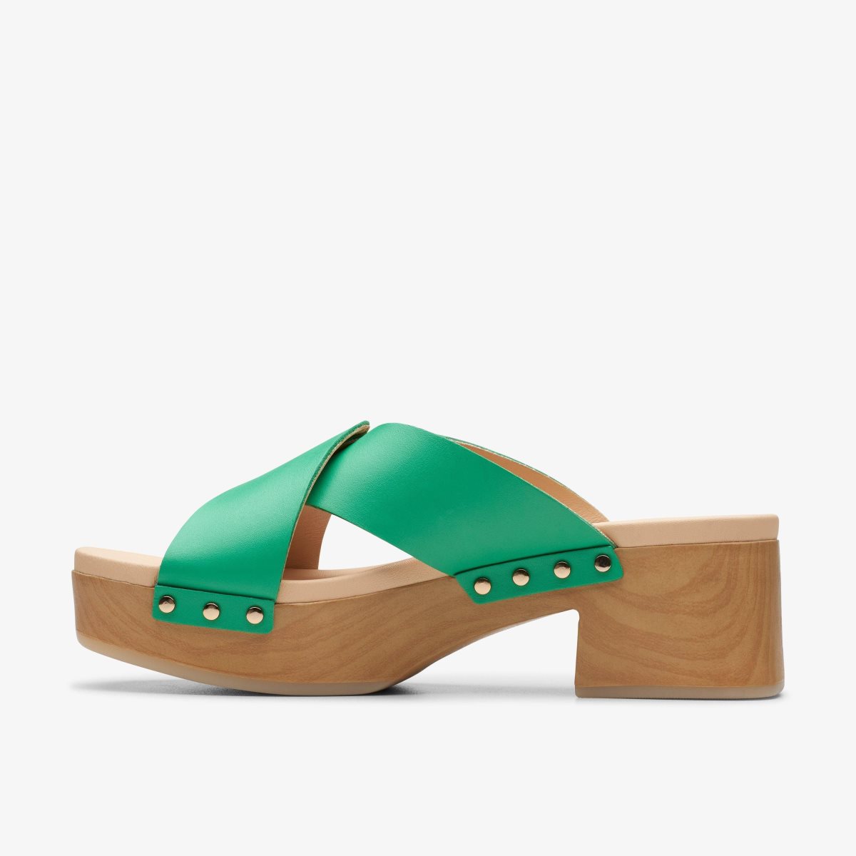 Clarks Sivanne Walk Green Leather Træsko Dame Grøn | IHDWP-3821