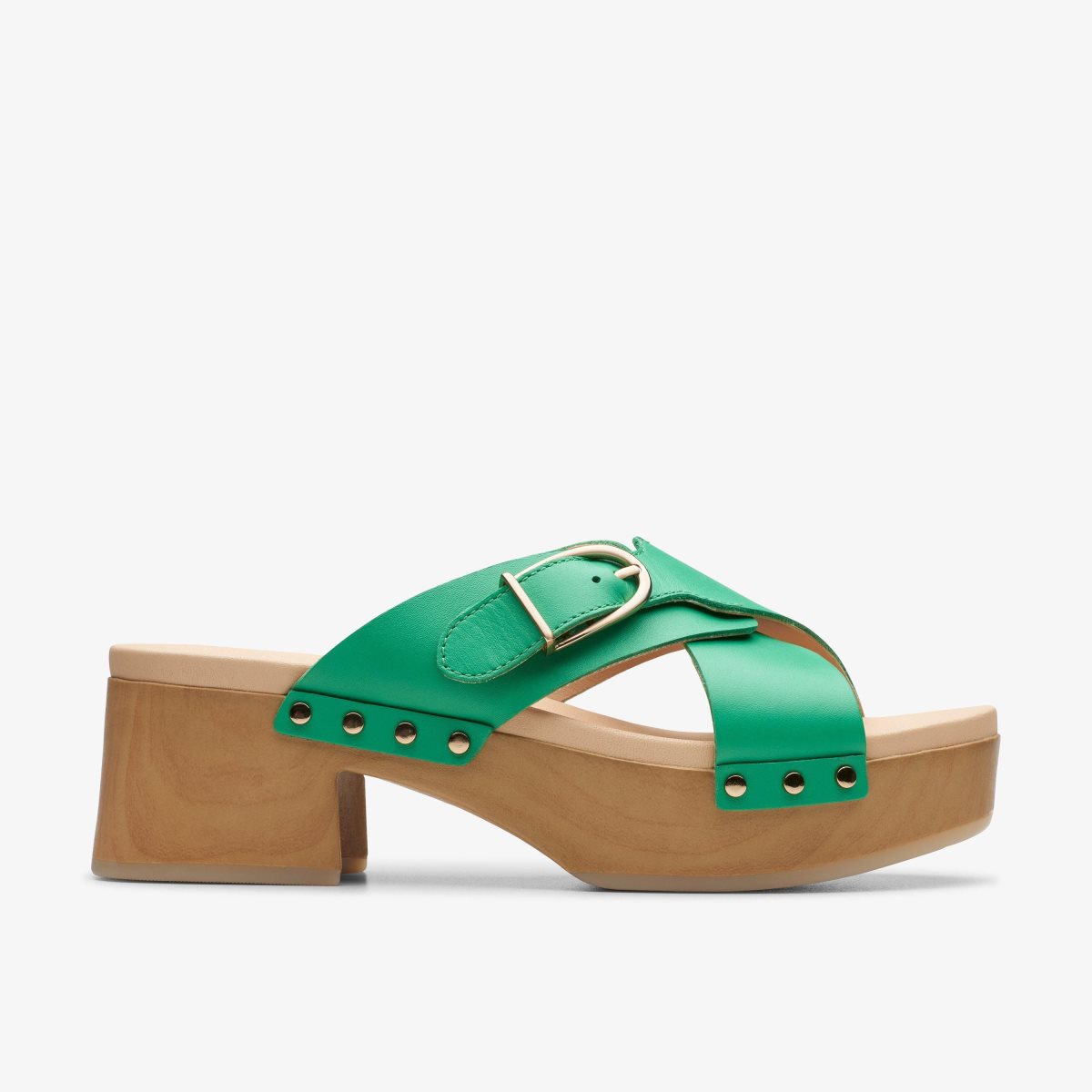 Clarks Sivanne Walk Green Leather Træsko Dame Grøn | IHDWP-3821