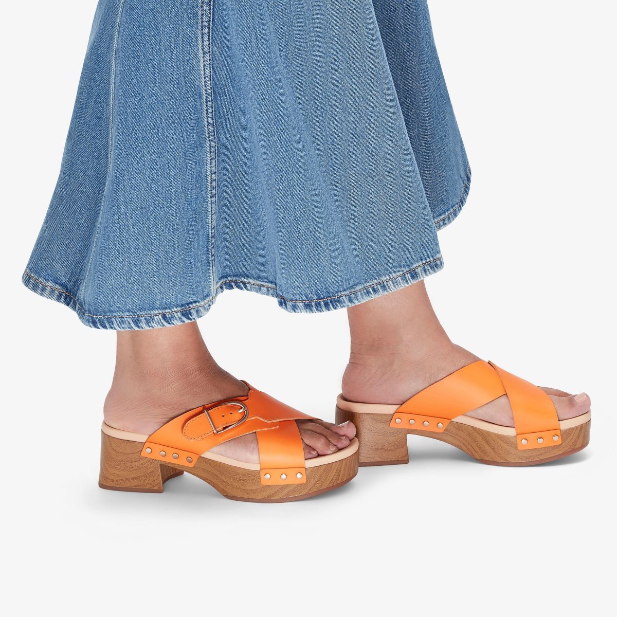 Clarks Sivanne Walk Orange Leather Træsko Dame Orange | WYHUK-3657