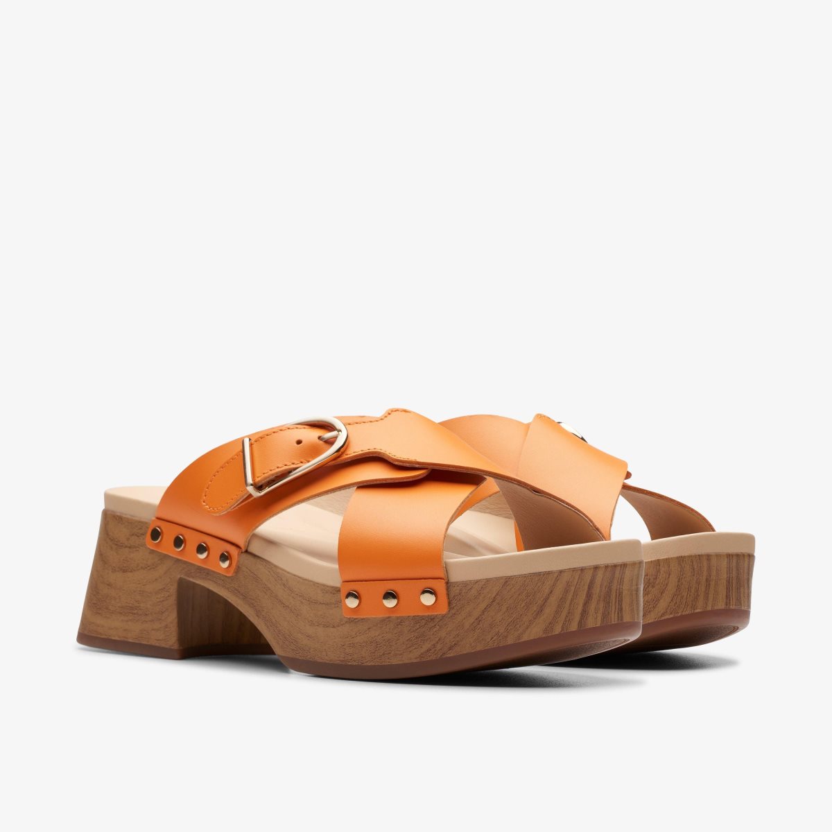 Clarks Sivanne Walk Orange Leather Træsko Dame Orange | WYHUK-3657