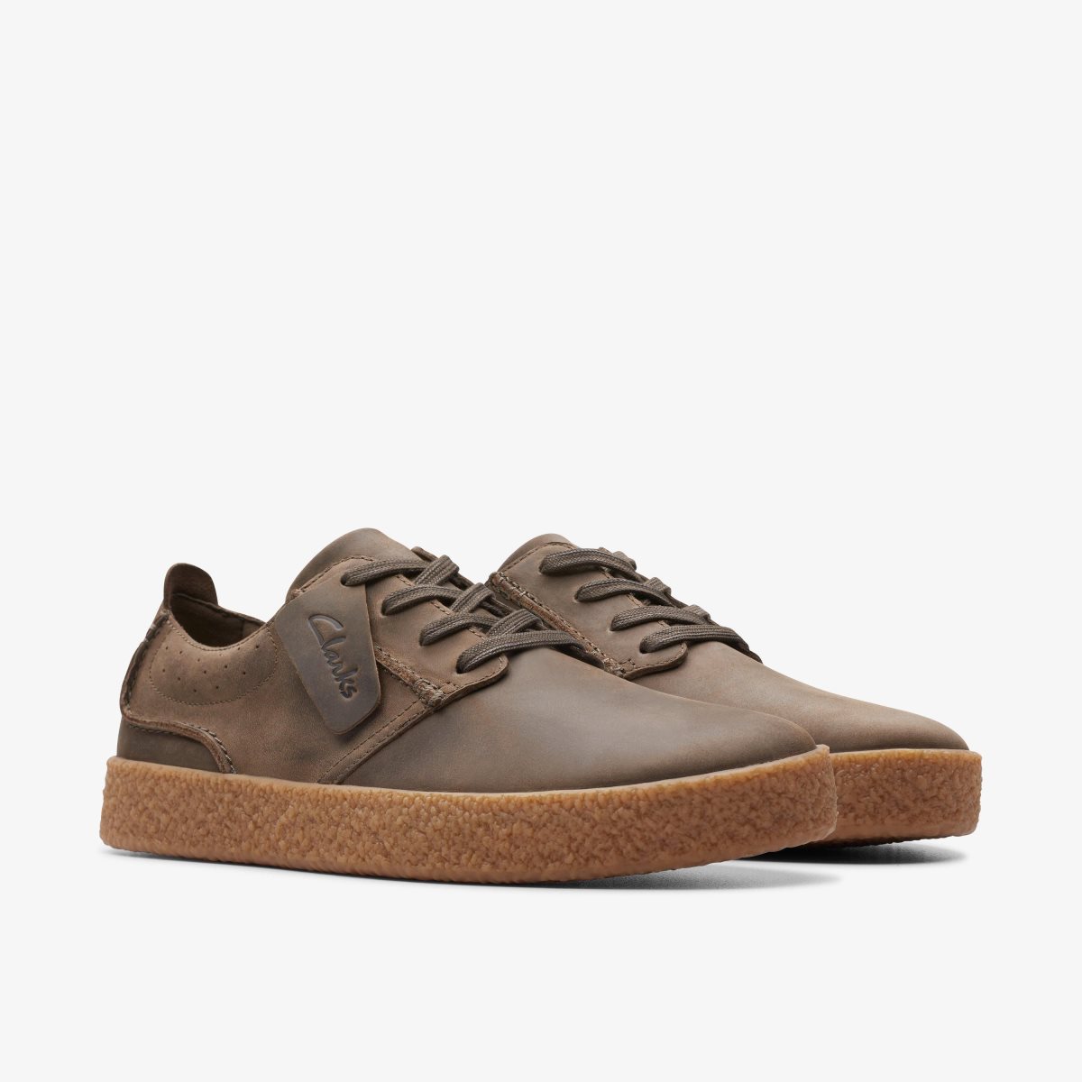 Clarks Streethill Lace Dark Olive Leather Sneakers Herre Mørkeolivengrøn | MBWVI-1064