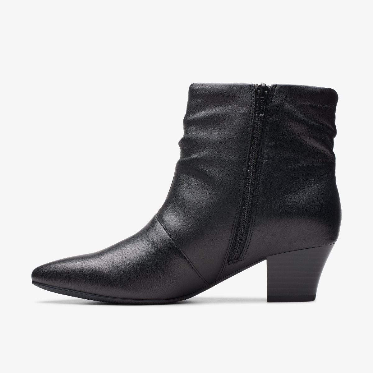 Clarks Teresa Skip Black Leather Støvler Dame Sort | PZTUJ-8465