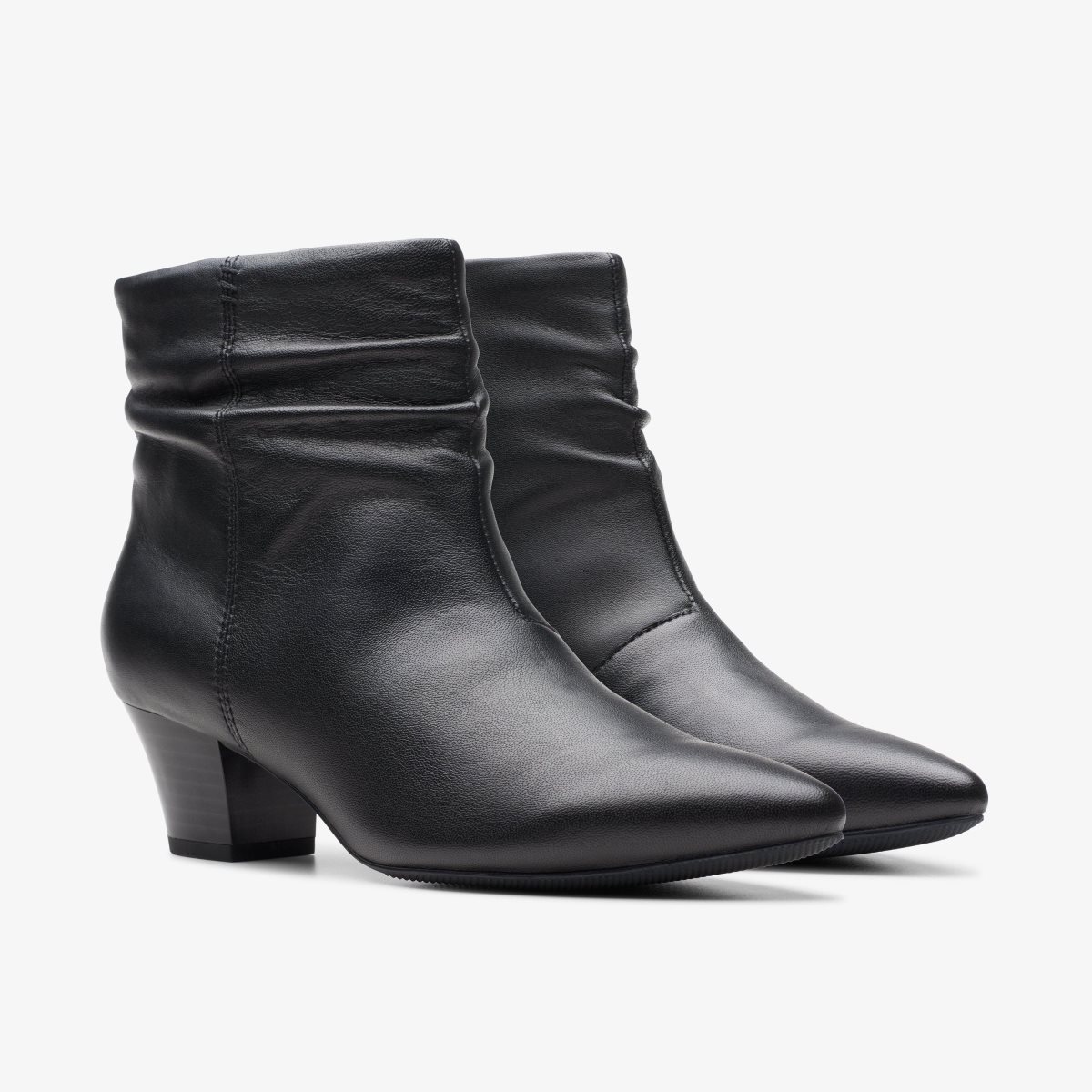 Clarks Teresa Skip Black Leather Støvler Dame Sort | PZTUJ-8465