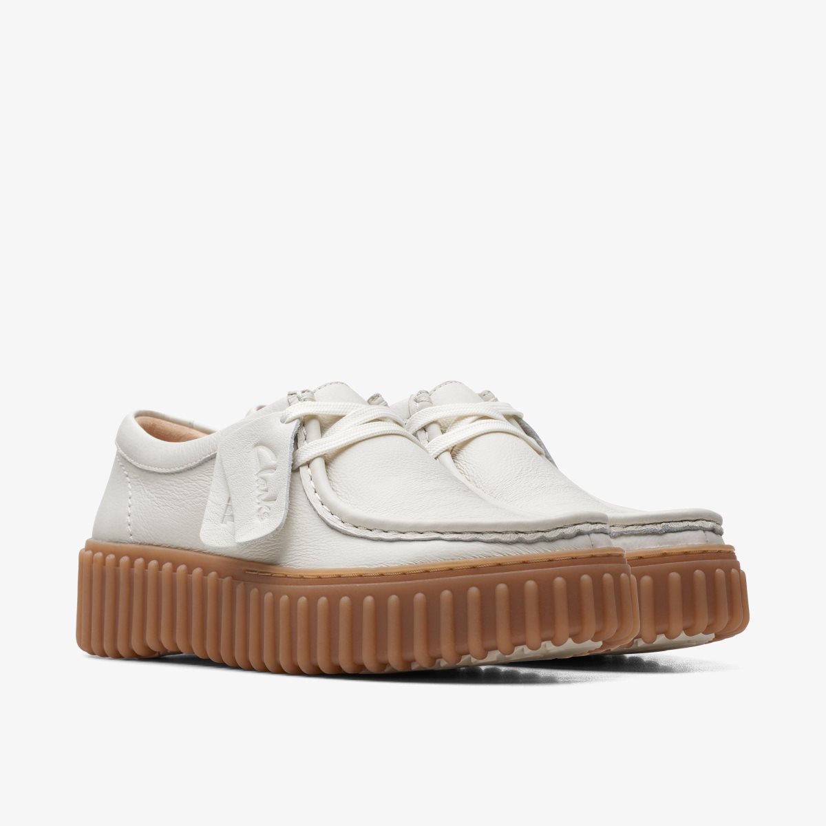 Clarks Torhill Bee Off White Leather Platform Sko Dame Hvide | GVULS-8021