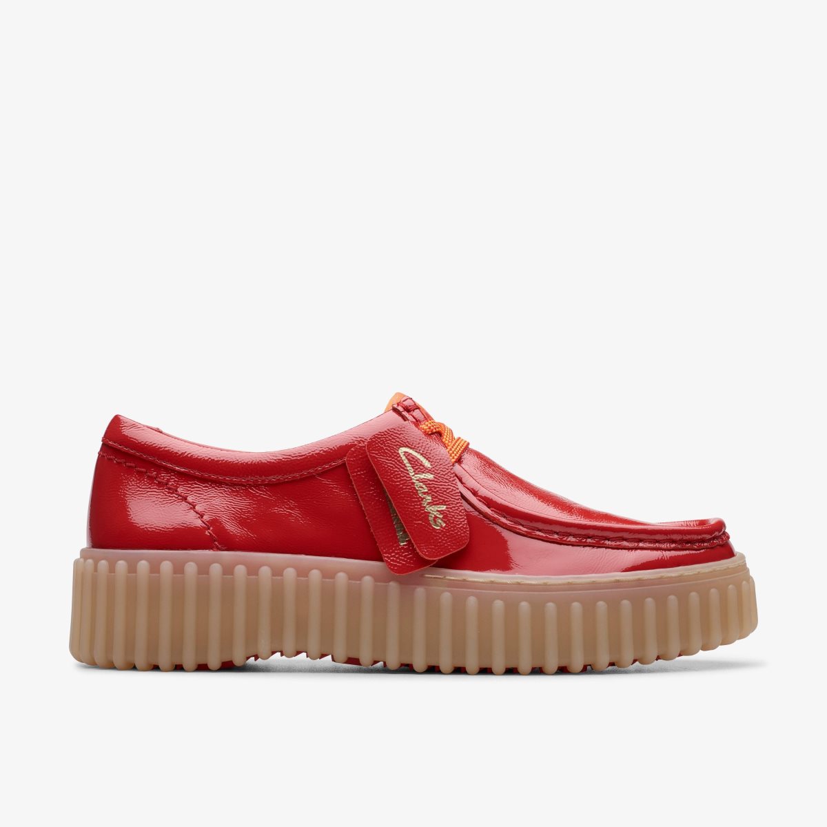 Clarks Torhill Bee Red Patent Platform Sko Dame Rød | SNQLB-5274