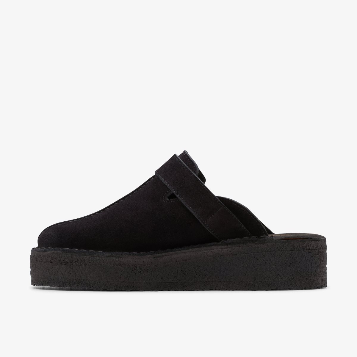 Clarks Trek Wedge Mule Black Suede Træsko Dame Sort | LXPQM-5471