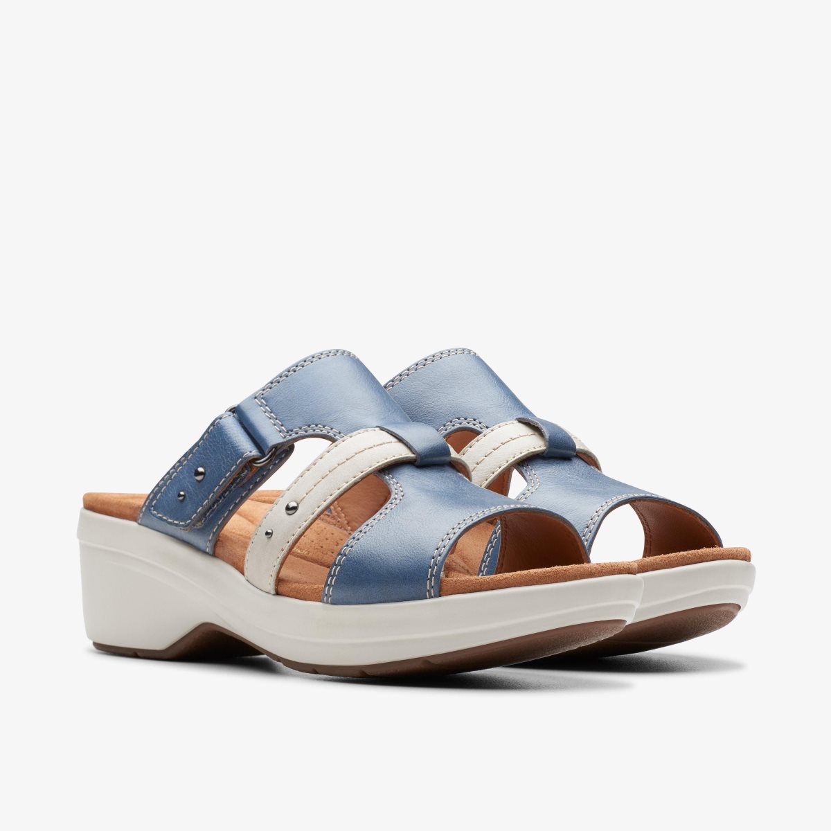 Clarks Tuleah Jane Denim Combination Kilehæl Sko Dame Blå | HEYKR-8961