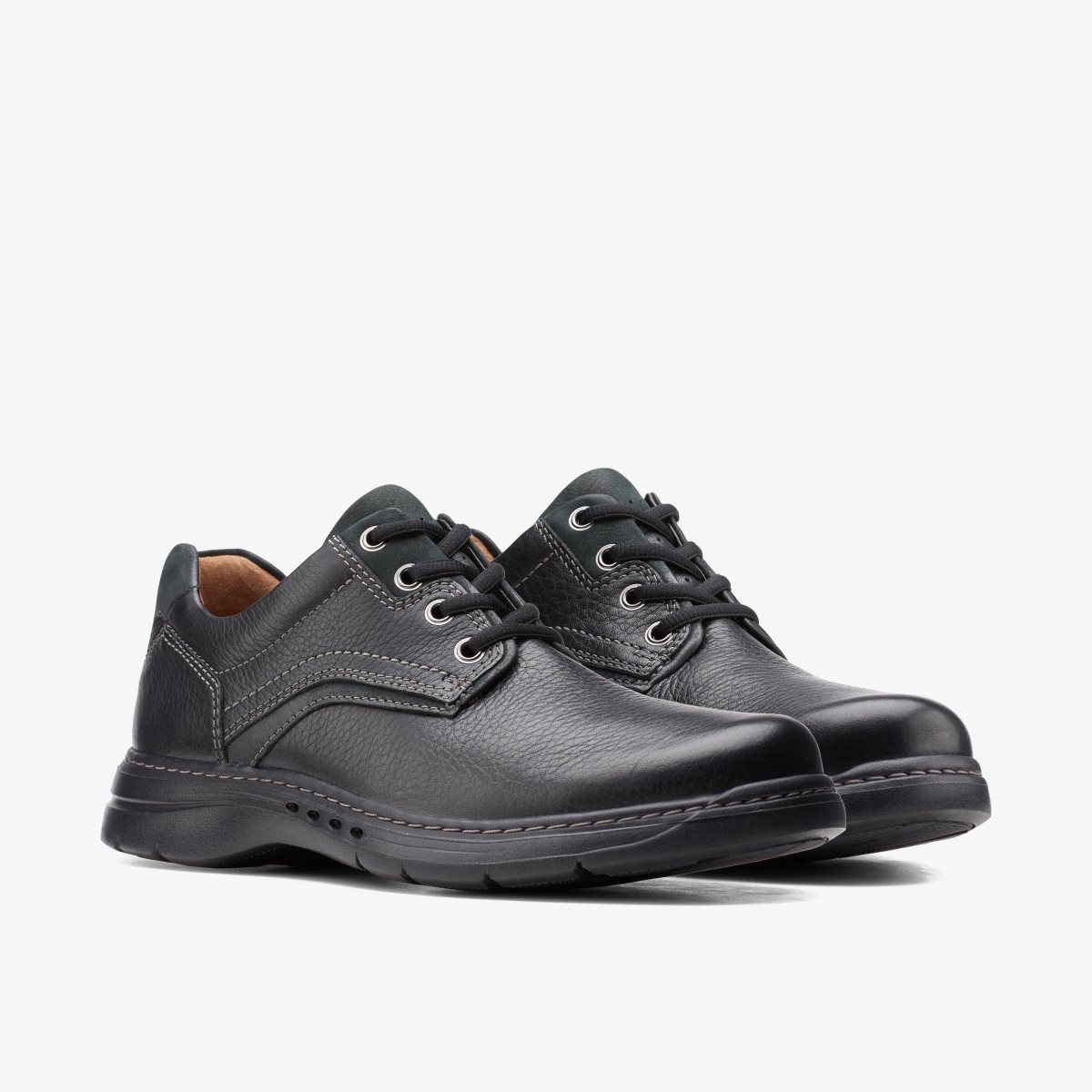 Clarks Un Brawley Pace Black Leather Pæne Sko Herre Sort | UQKZM-4928