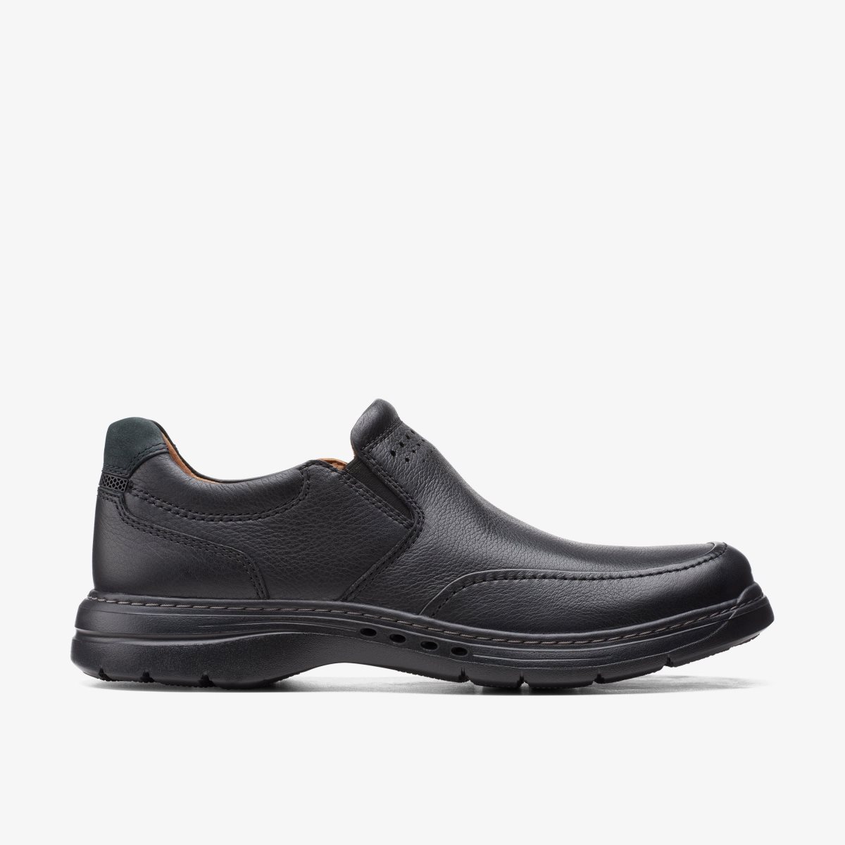 Clarks Un Brawley Step Black Leather Pæne Sko Herre Sort | AEZLS-7028