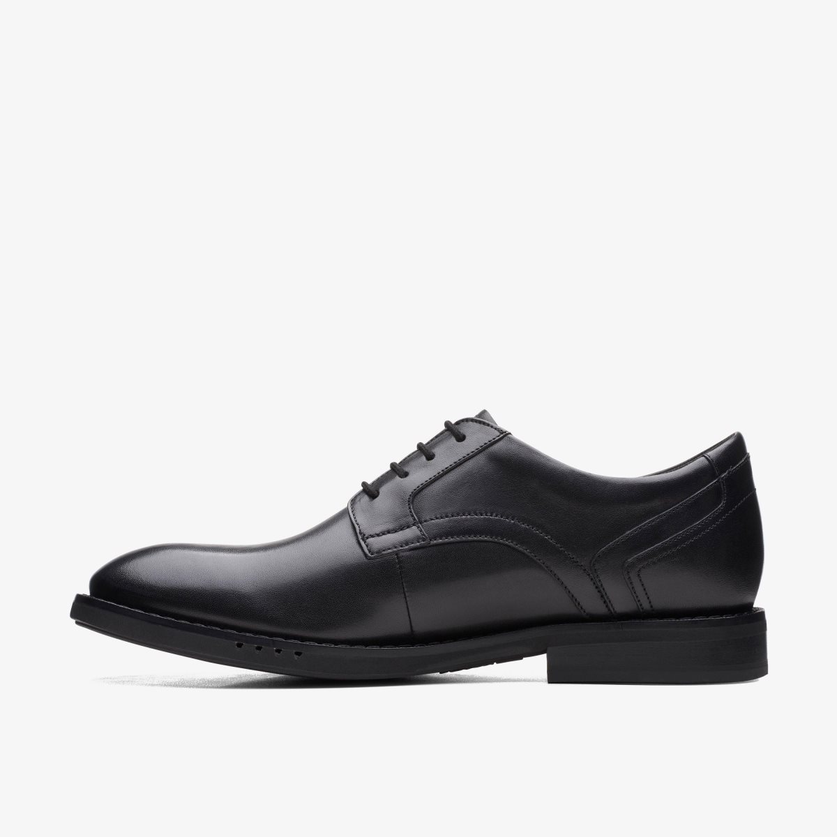 Clarks Un Hugh Lace Black Leather Pæne Sko Herre Sort | CMUIF-6104