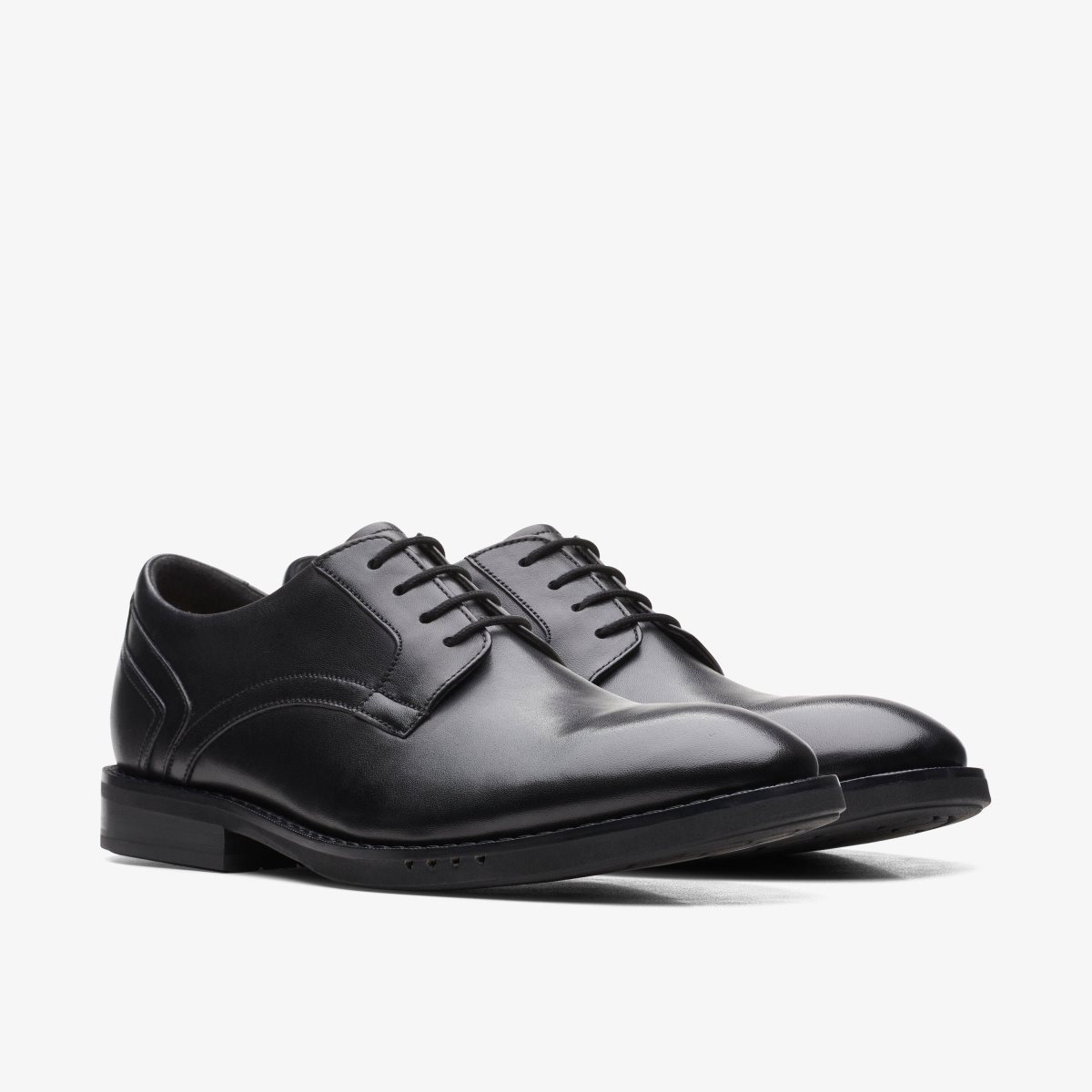 Clarks Un Hugh Lace Black Leather Pæne Sko Herre Sort | CMUIF-6104