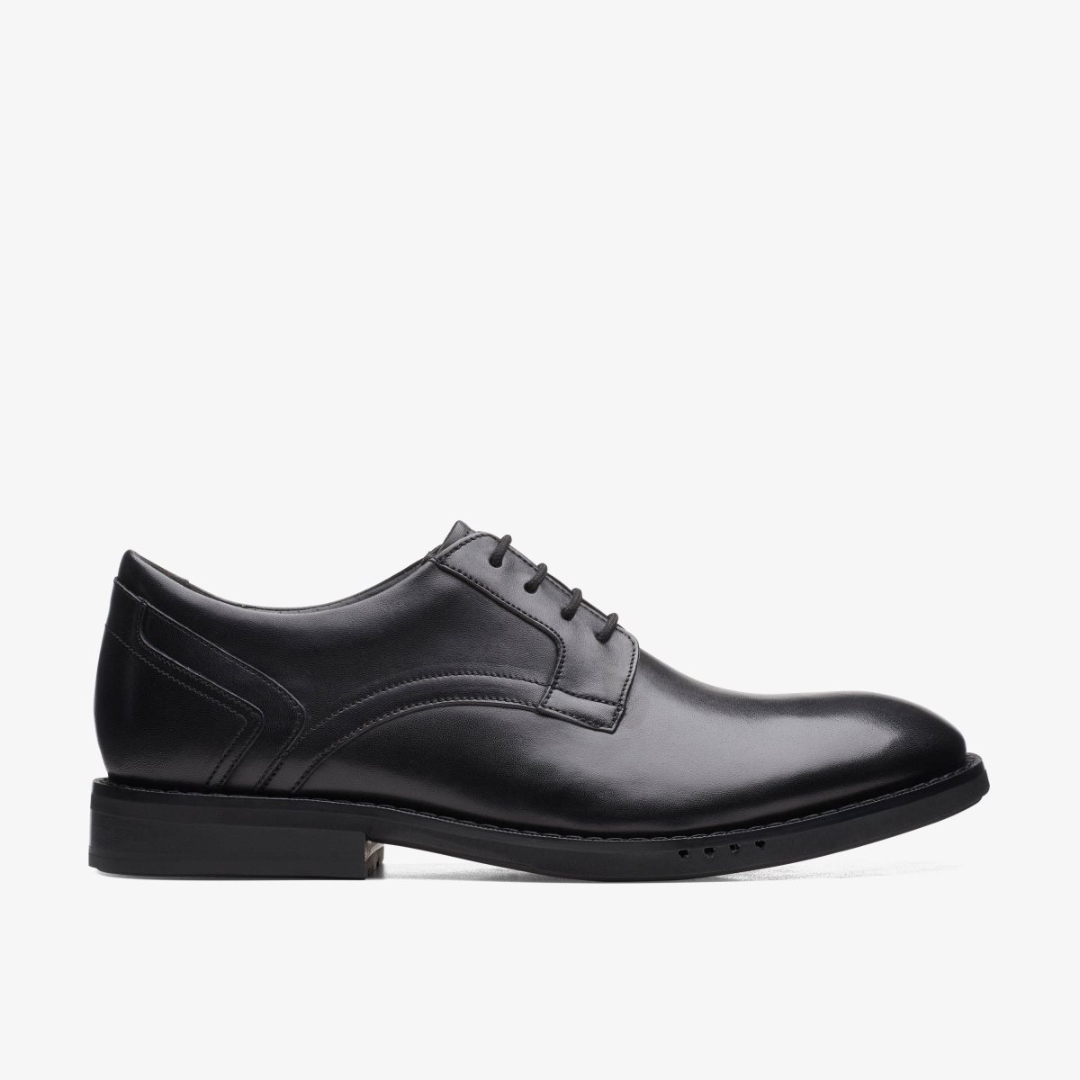 Clarks Un Hugh Lace Black Leather Pæne Sko Herre Sort | CMUIF-6104