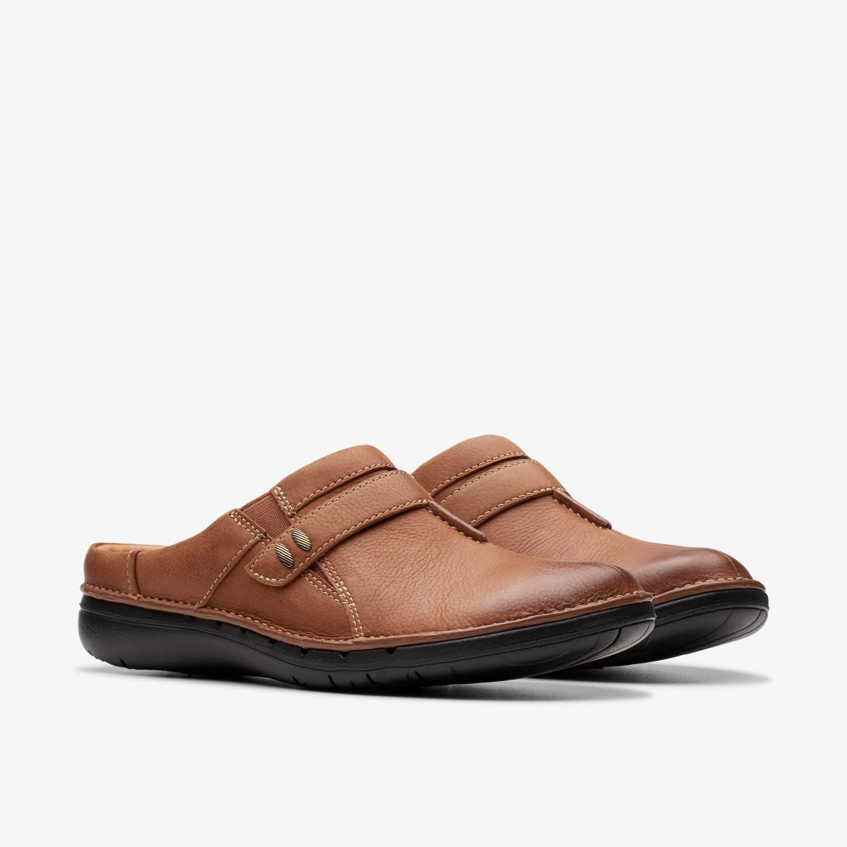 Clarks Un Loop Ease Dark Tan Leather Træsko Dame Mørkebrune | DQVNY-1795