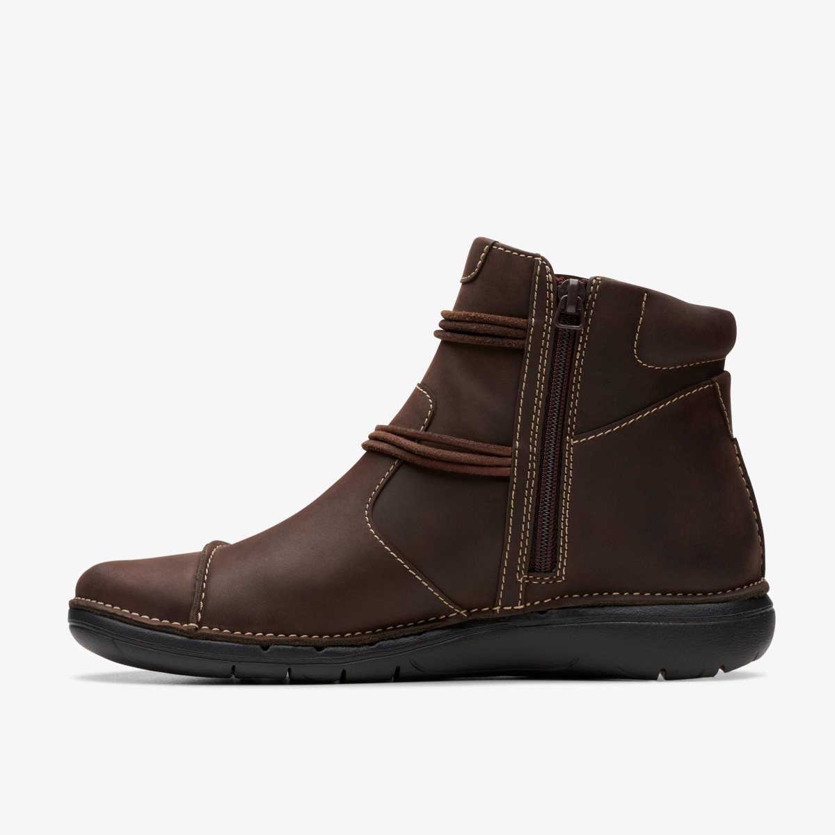 Clarks Un Loop Up Dark Brown Leather Støvler Dame Mørkebrune | HZUYR-3918